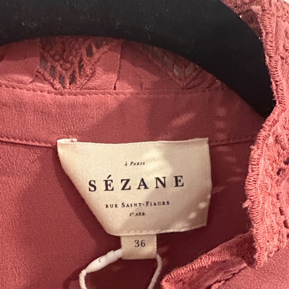 Sezane Rose Chloe Ruffled Silk Blouse - Picture 3 of 8
